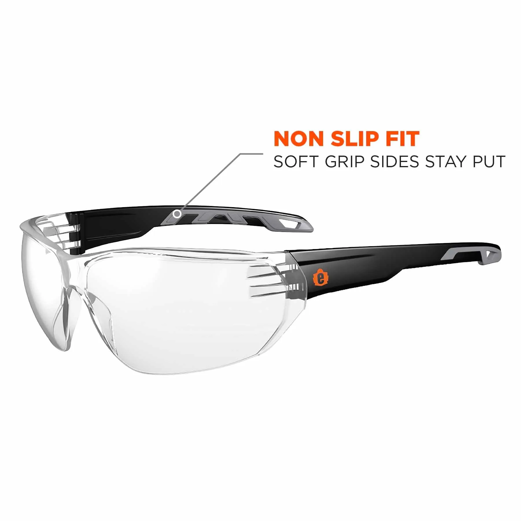 Ergodyne 59203 VALI Anti-Fog Clear Lens Matte Black Frameless Safety Glasses