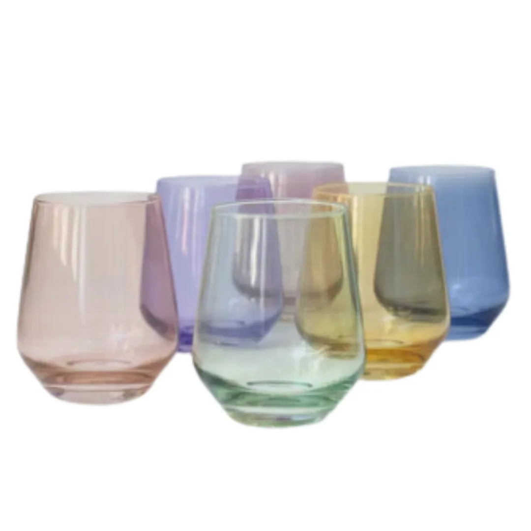 Estelle Colored Wine Stemless {Pastel Set of 6}