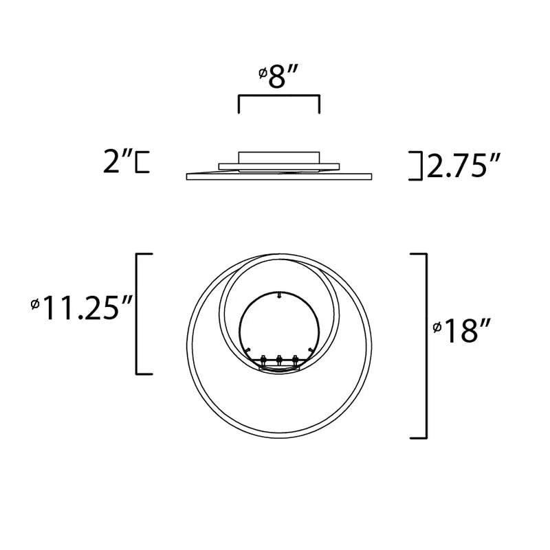 ET2 E21320 Cycle 18" Wide LED Flush Mount - Black