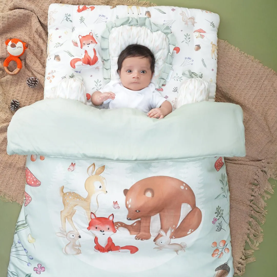 Fancy Fluff 6 PC Organic New Born Bed Set- Woodland