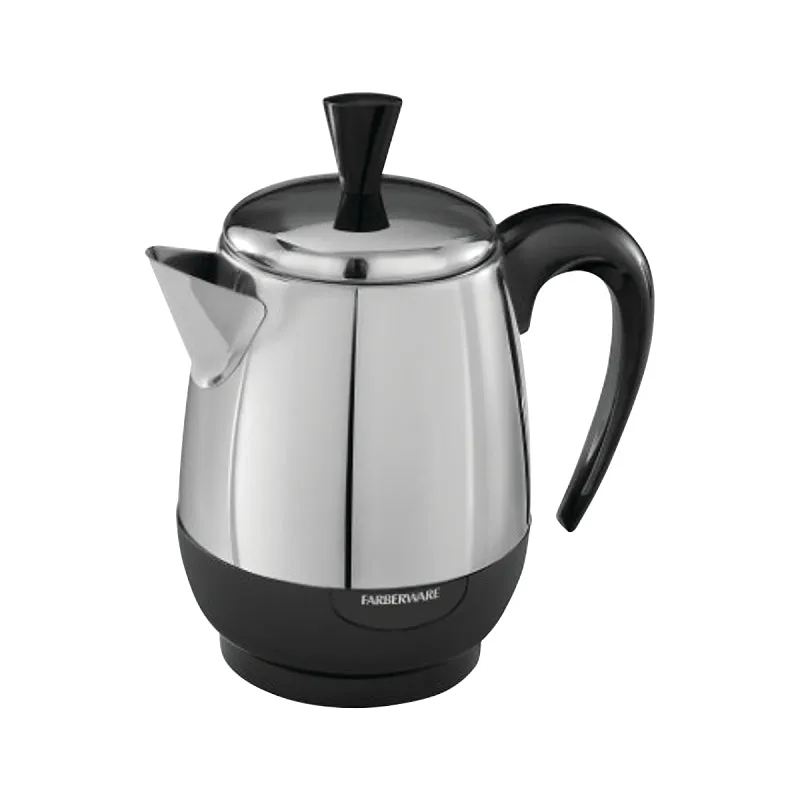 Farberware FCP240 Electric Percolator, 2 to 4 Cups, 1 W, Stainless Steel, Knob Control :EA: QUANTITY: 1