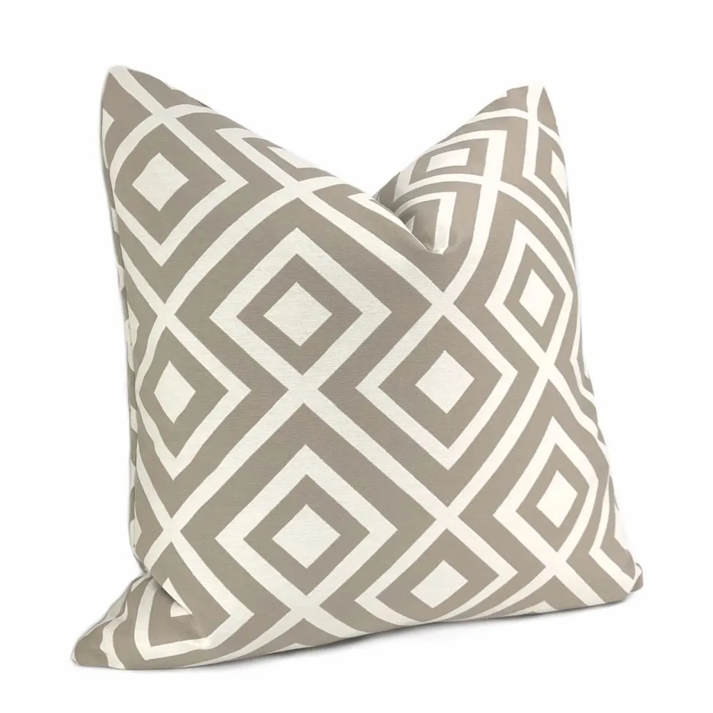 Fenwick Taupe Brown Cream Geometric Lattice Pillow Cover