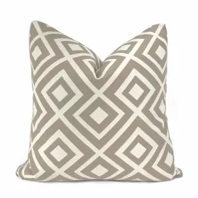 Fenwick Taupe Brown Cream Geometric Lattice Pillow Cover