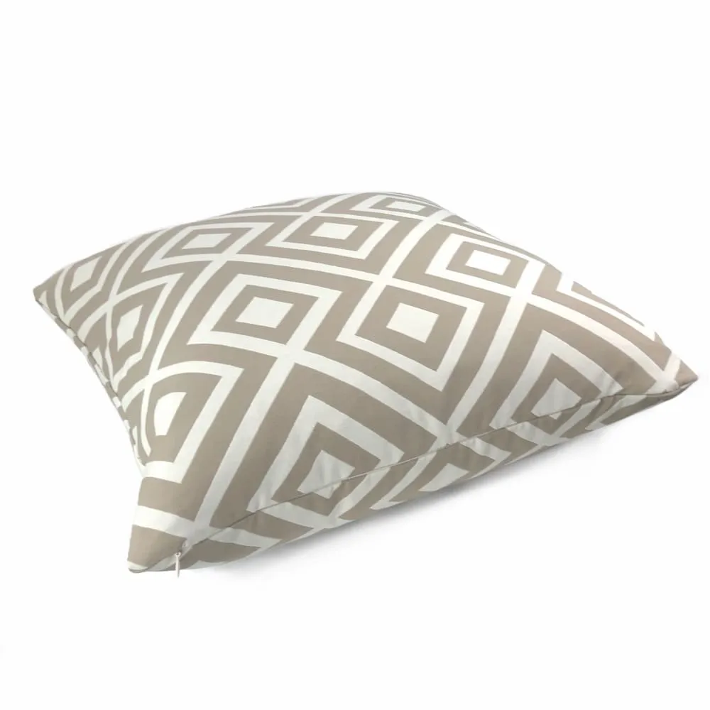 Fenwick Taupe Brown Cream Geometric Lattice Pillow Cover