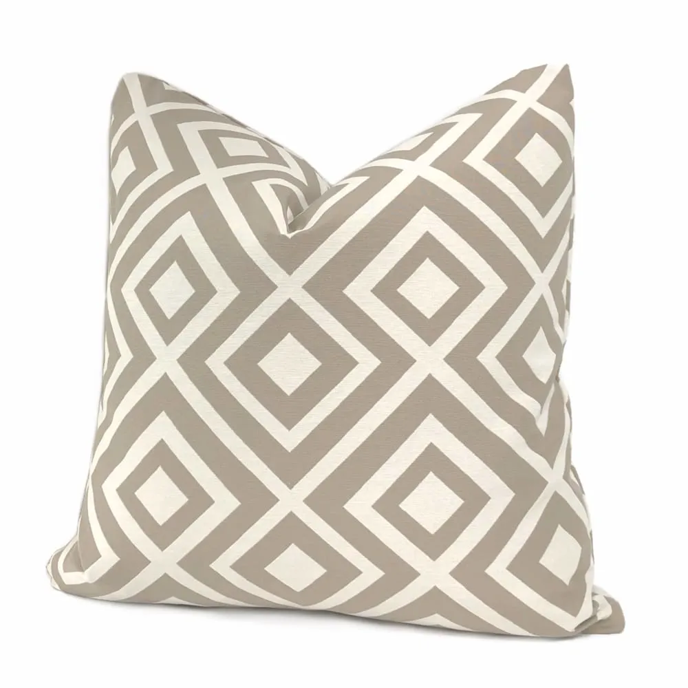 Fenwick Taupe Brown Cream Geometric Lattice Pillow Cover