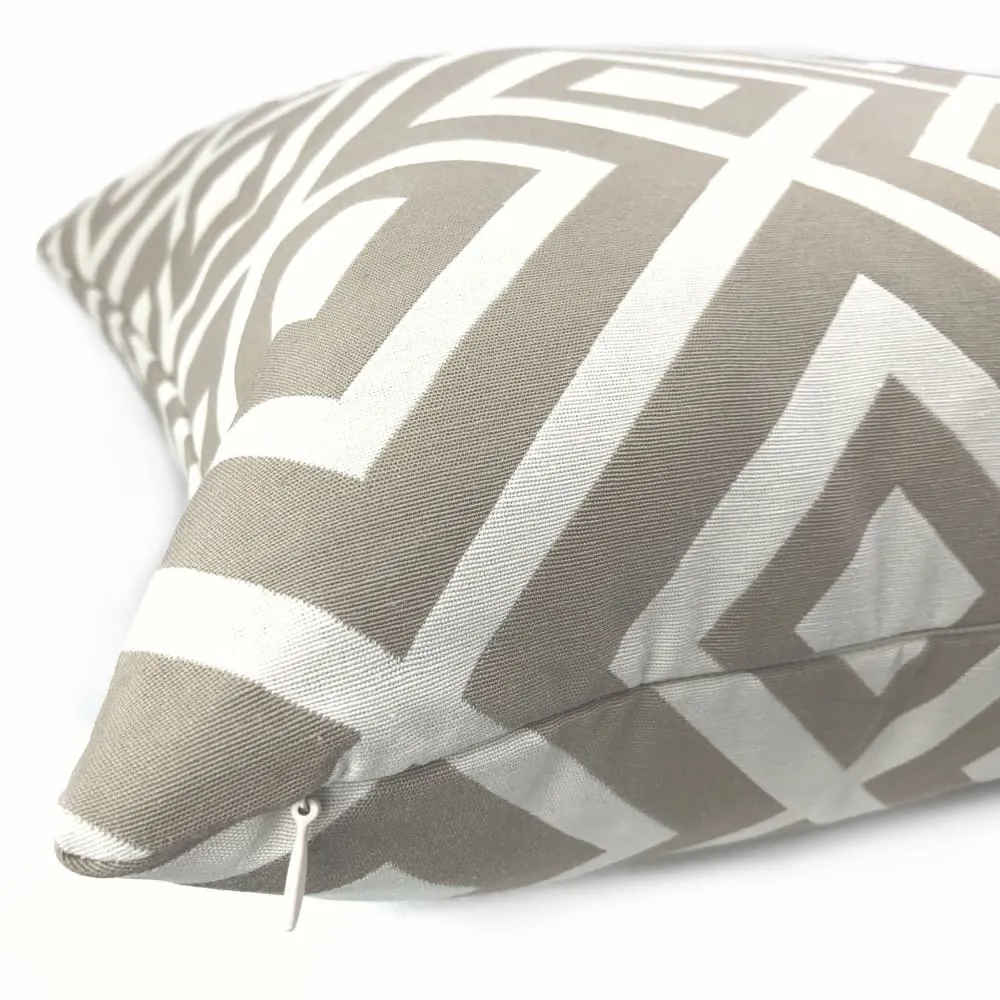 Fenwick Taupe Brown Cream Geometric Lattice Pillow Cover