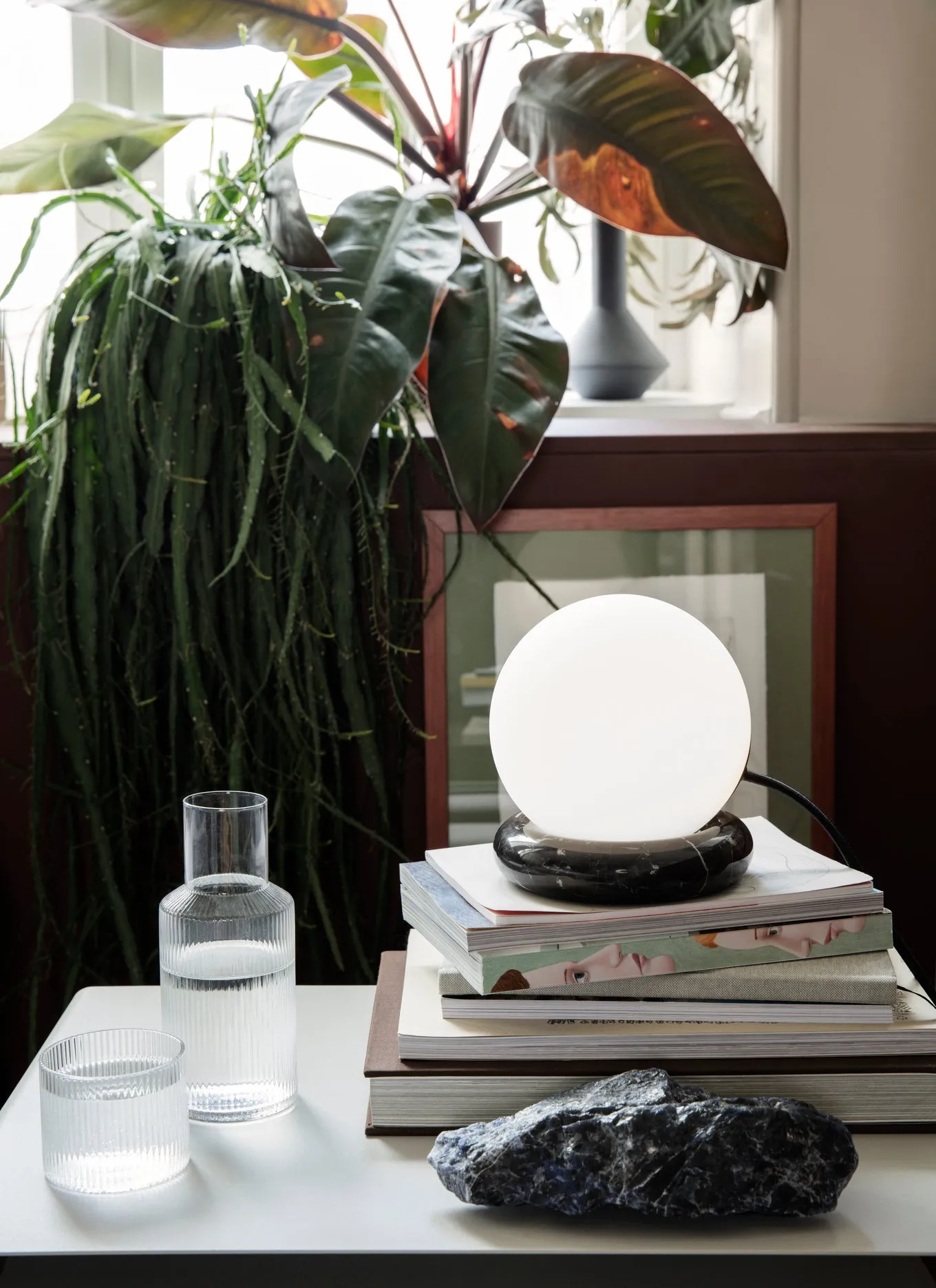 ferm Living Ripple Small Carafe & Glass Set in Smoked Grey