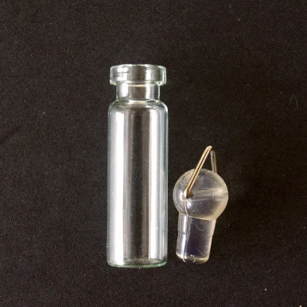 Fillable Glass Bottle, Vial Charm with Rubber Stopper and Hook (35mm)