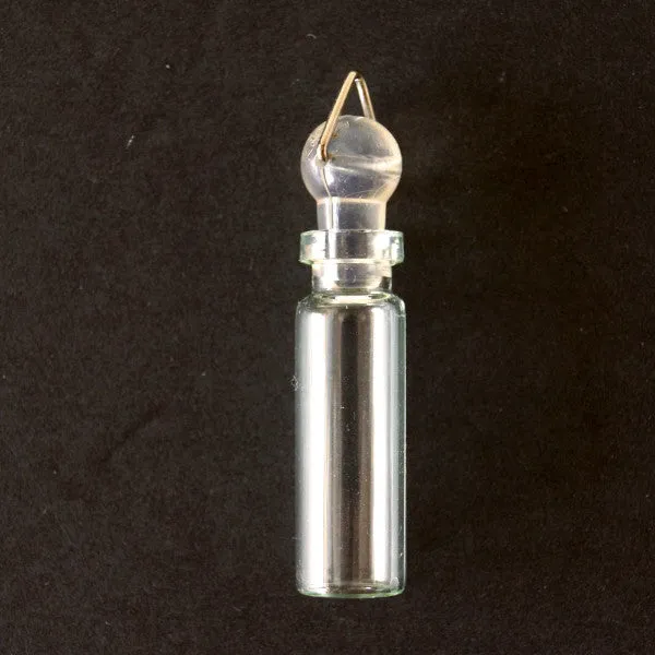 Fillable Glass Bottle, Vial Charm with Rubber Stopper and Hook (35mm)