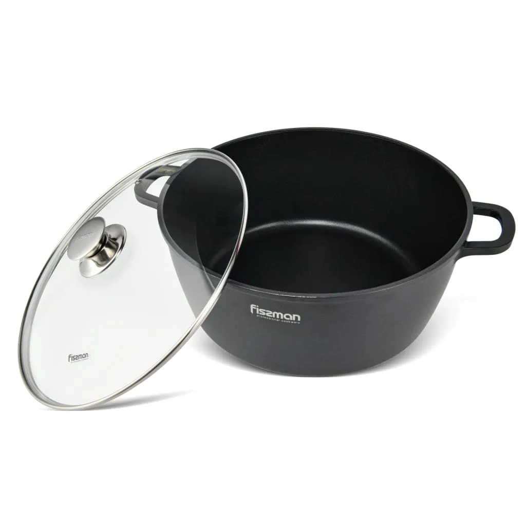 Fissman Stockpot  Aluminium With Non-Stick Coating GRETA 28x12.5cm/6.5L with Glass Lid