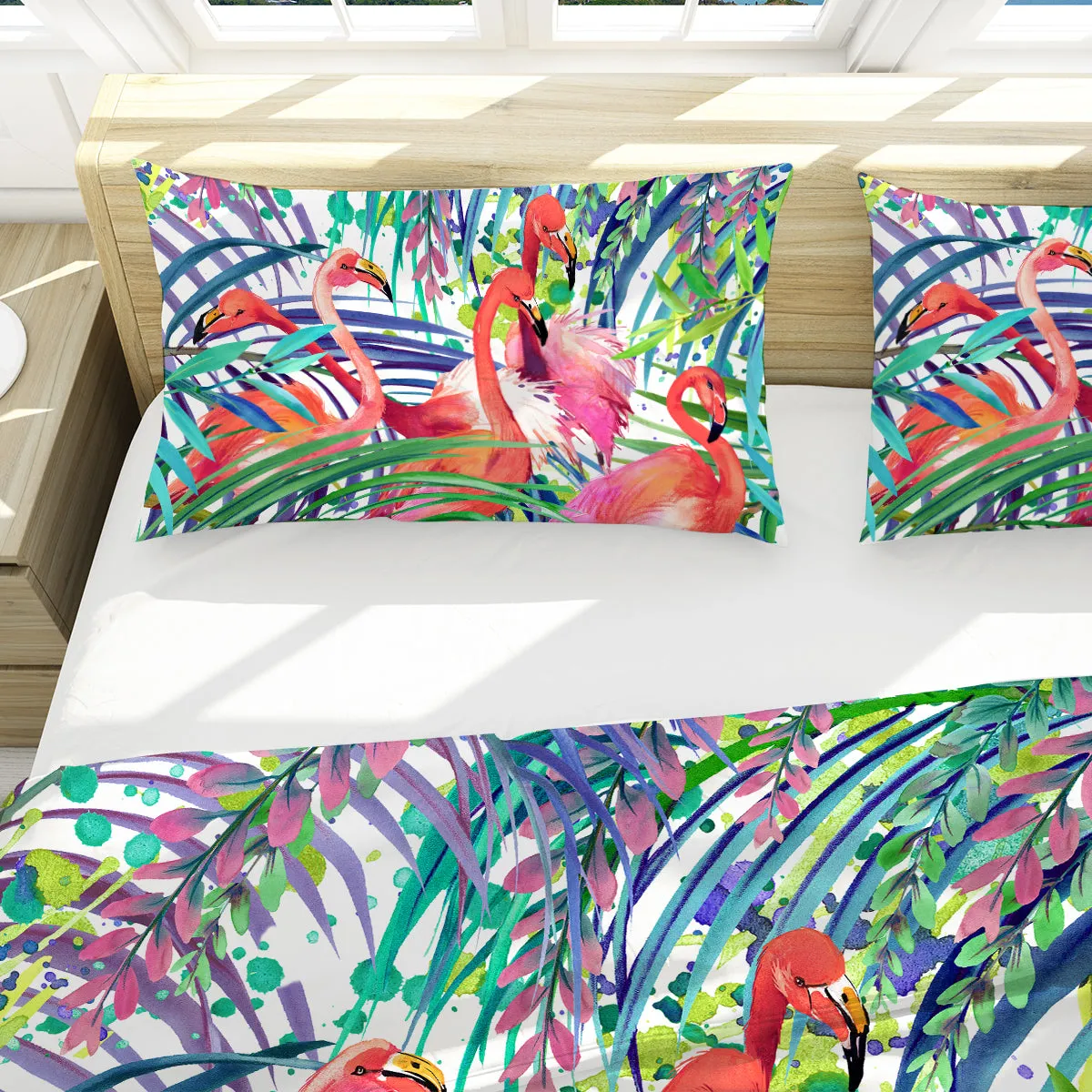 Flamingo Passion Reversible Bed Cover Set