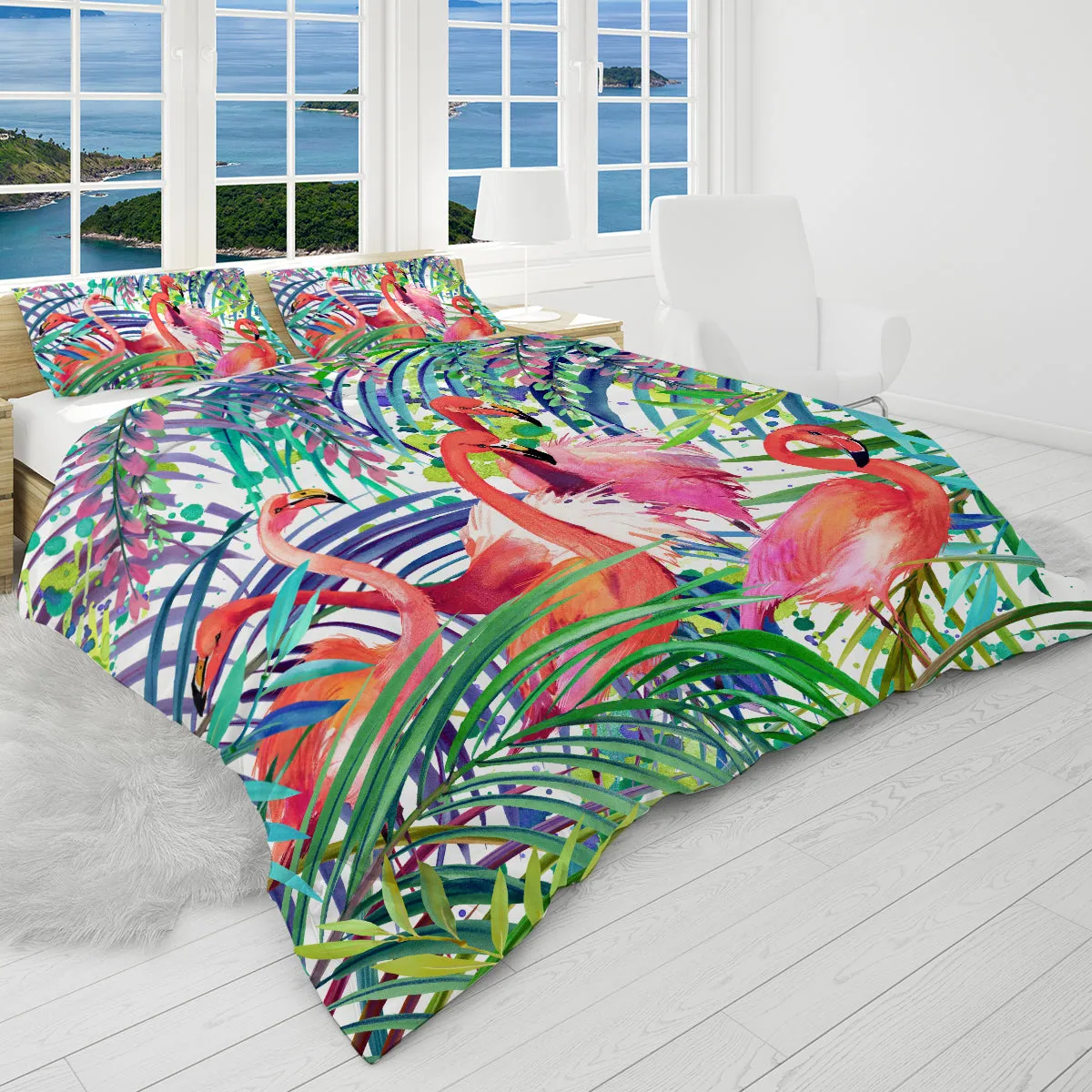 Flamingo Passion Reversible Bed Cover Set