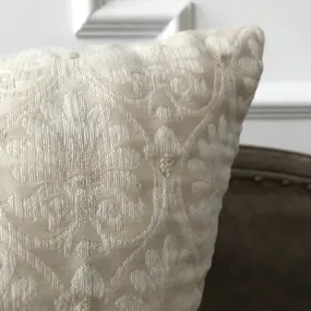 French Woven Floral Cream Damask Large Decorative Pillow Cover 26x26