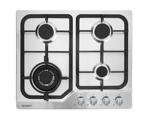 Gas Cooktop 60cm Gas Stove Cooker 4 Burner Konbs NG LPG Steel