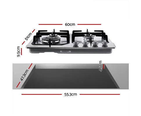 Gas Cooktop 60cm Gas Stove Cooker 4 Burner Konbs NG LPG Steel