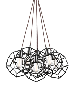 GEOMETRY 6 LIGHT PENDANT, RUSTY BLACK