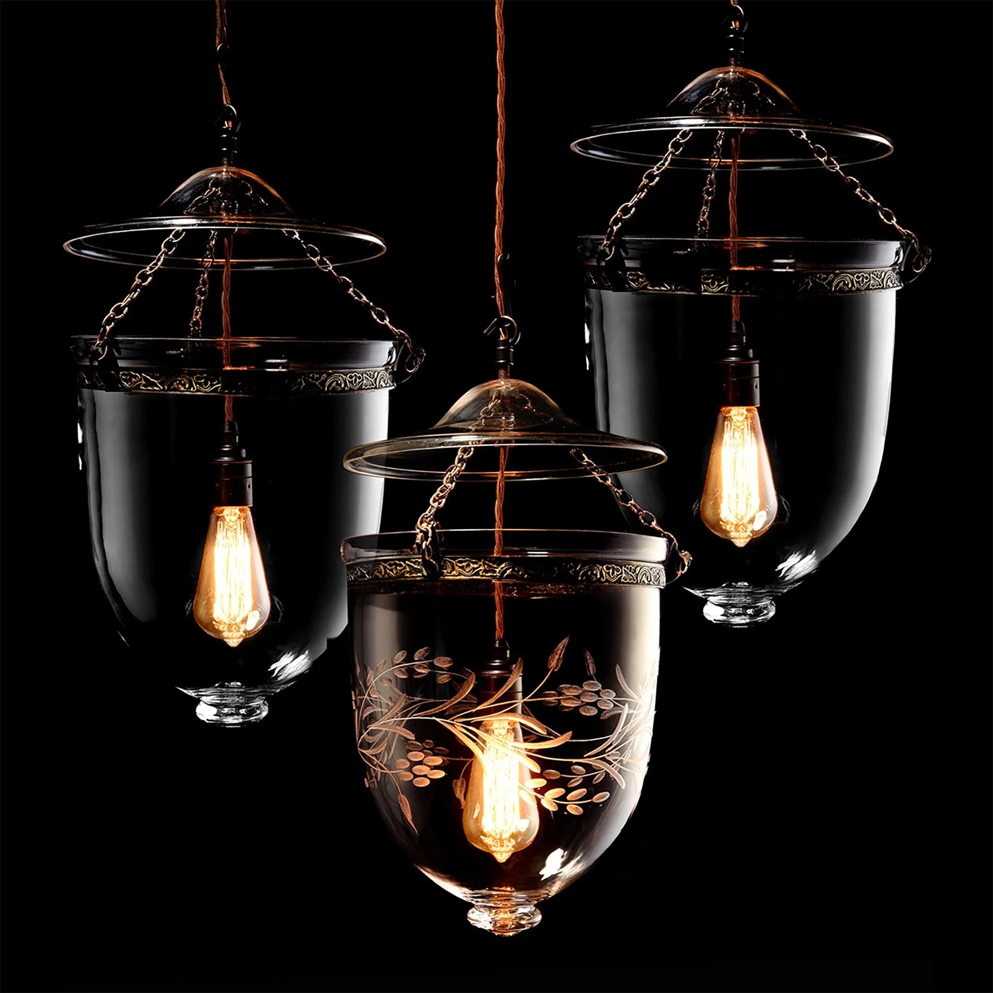 Glass Hundi Pendant Lamp With Single Fitting