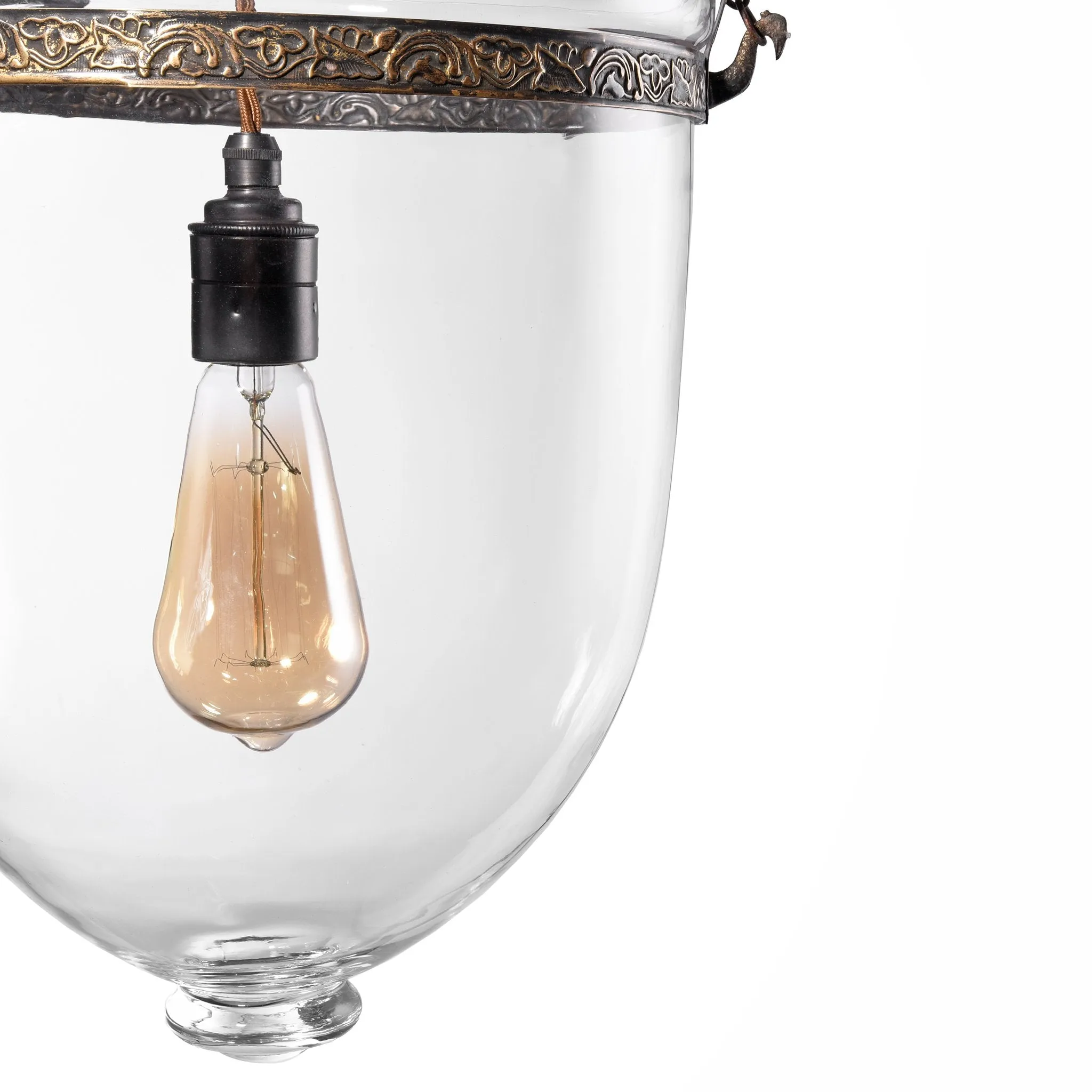 Glass Hundi Pendant Lamp With Single Fitting