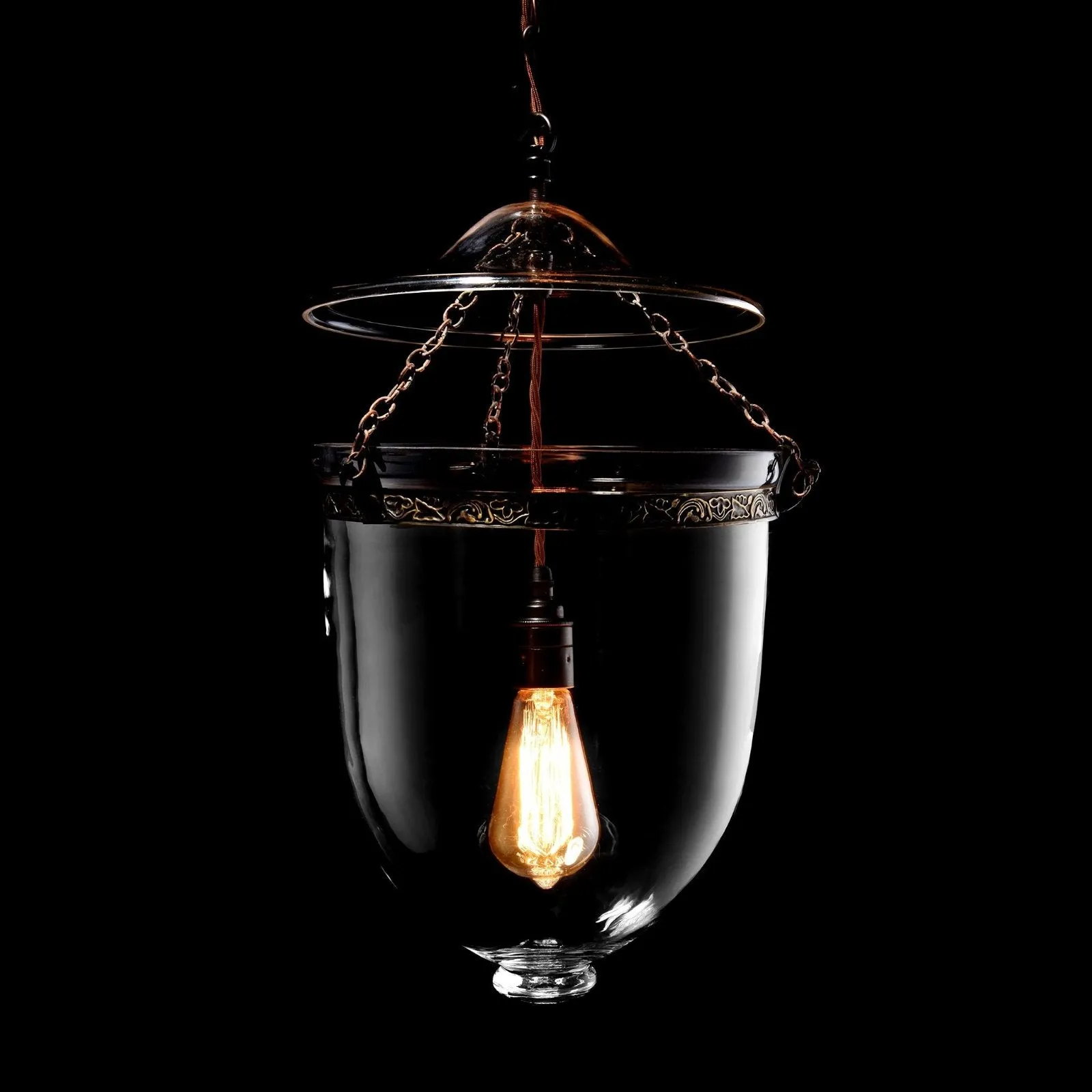 Glass Hundi Pendant Lamp With Single Fitting