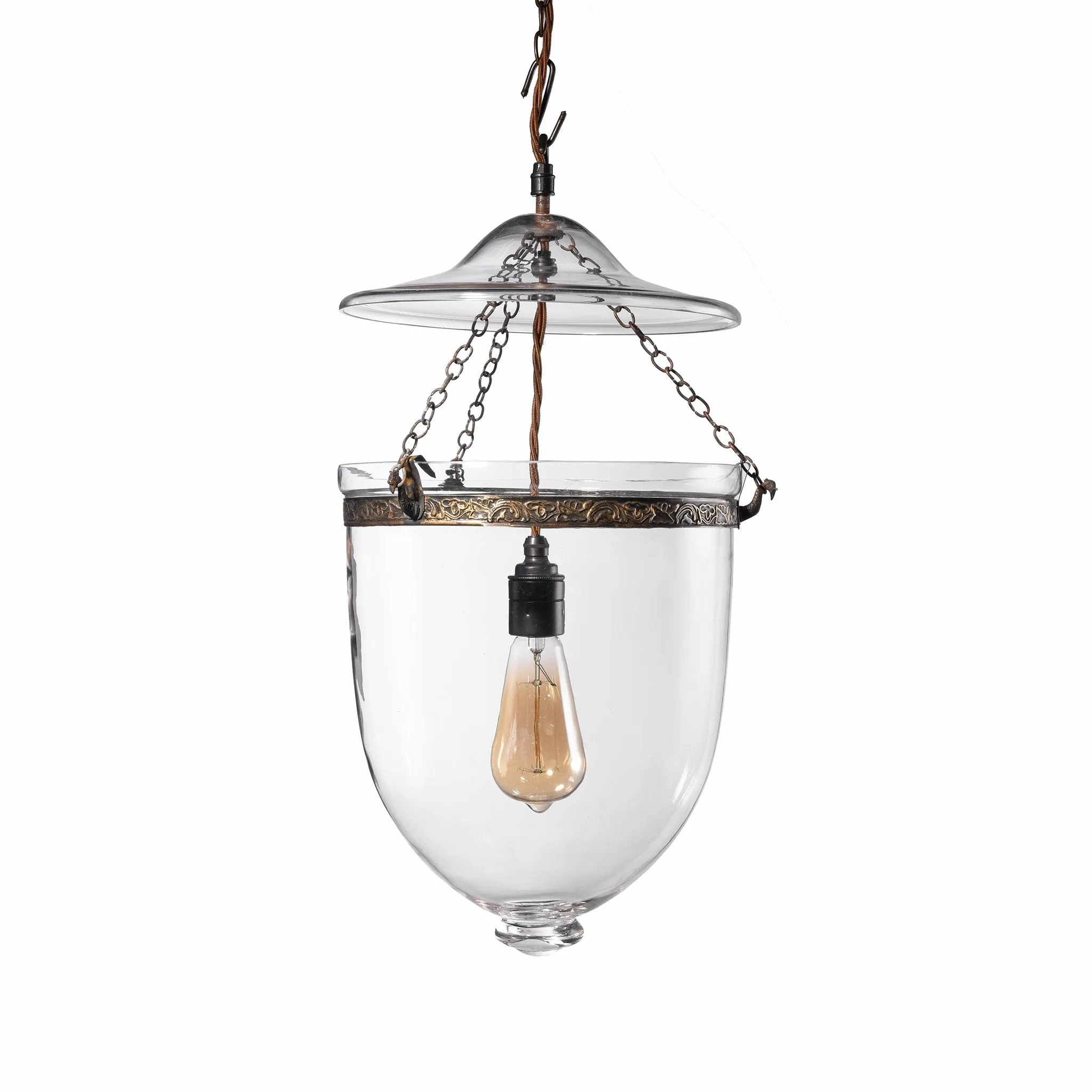 Glass Hundi Pendant Lamp With Single Fitting