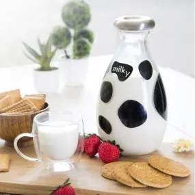 Glass Milk Storage Bottle With Steel Lid