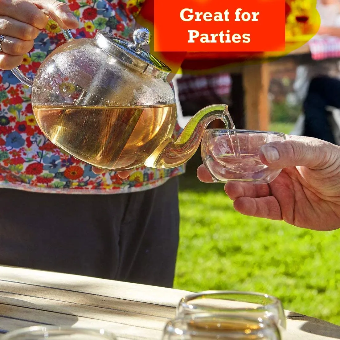 Glass Teapot Set with 4 Double Walled Cups