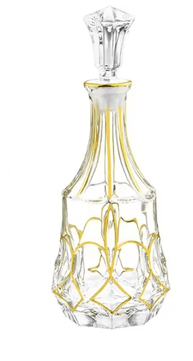 Glass Wine Decanter with Gold Design 27 oz.