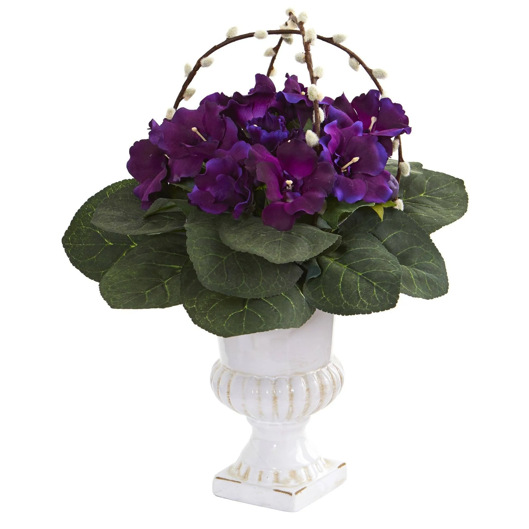 Gloxinia Artificial Plant in White Urn