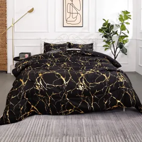 Gold & Black Marble Bed Set