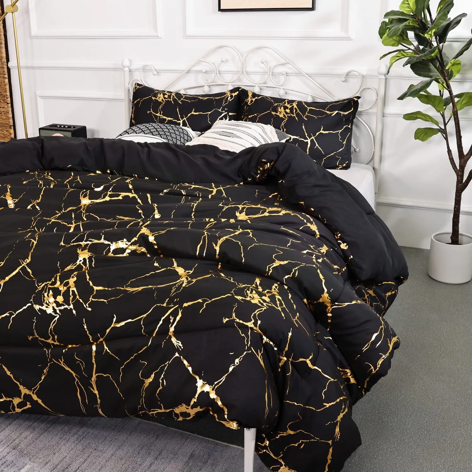 Gold & Black Marble Bed Set