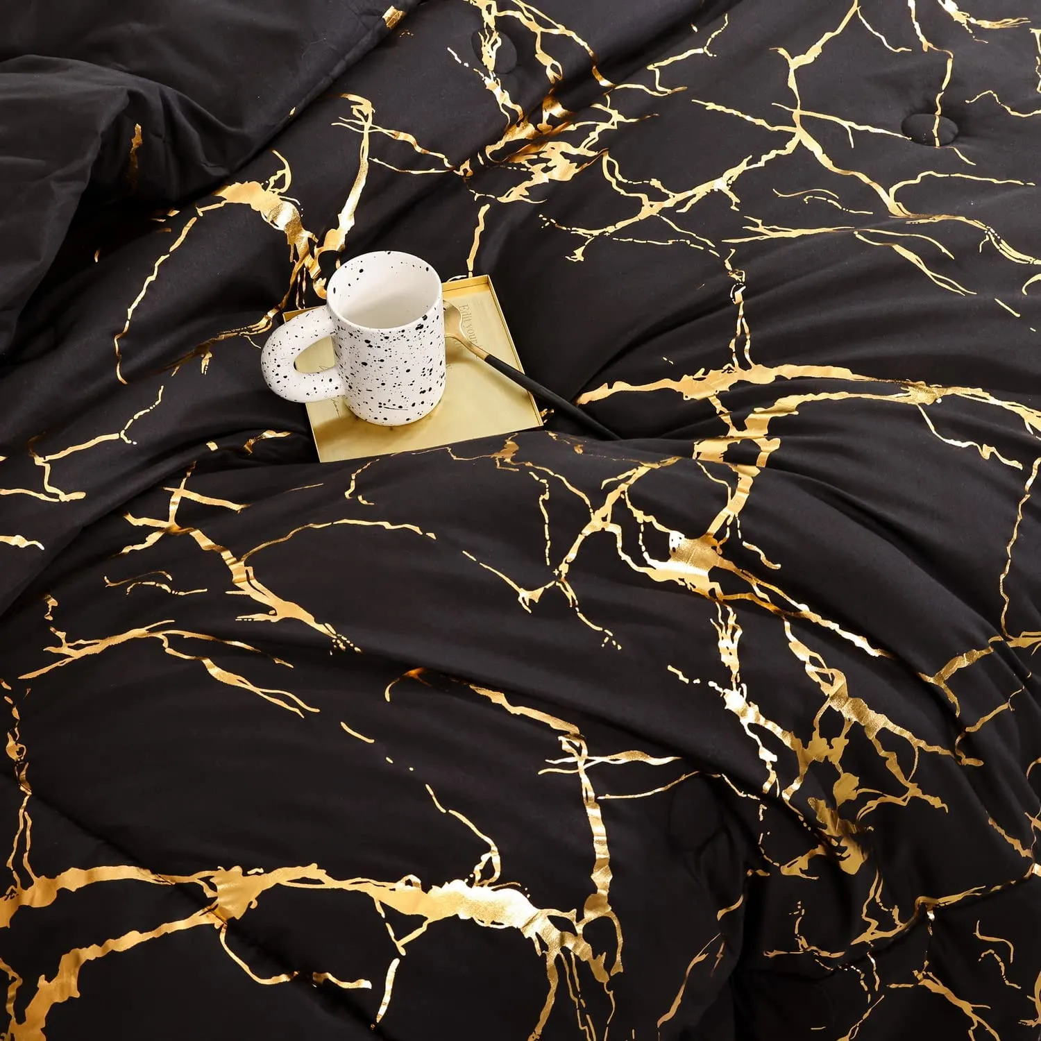 Gold & Black Marble Bed Set