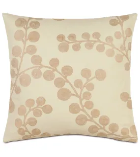 Gold Berry Branch Throw Pillow Cover 18x18