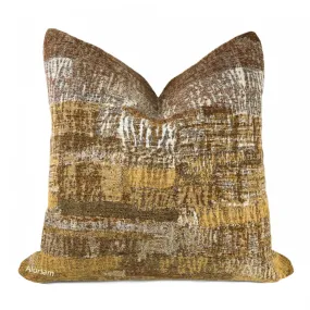 Grand Teton III Ochre Yellow Umber Brown Texture Pillow Cover