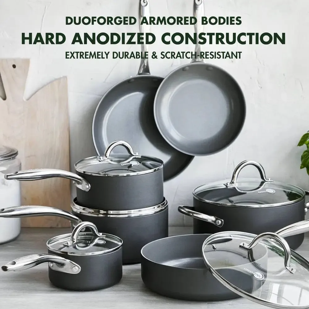 GreenPan Madison 12pc Hard Anodized Ceramic Non-Stick Cookware Set