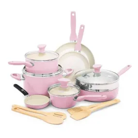 GreenPan Rio 16pc Ceramic Nonstick Cookware Set Blush