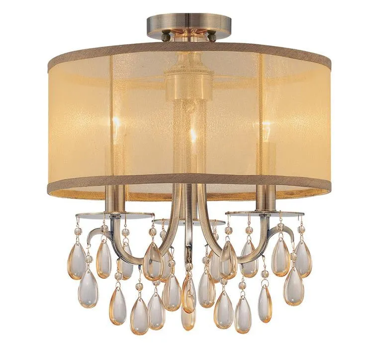 HAMPTON 3 LIGHT CEILING MOUNT, RAW BRASS