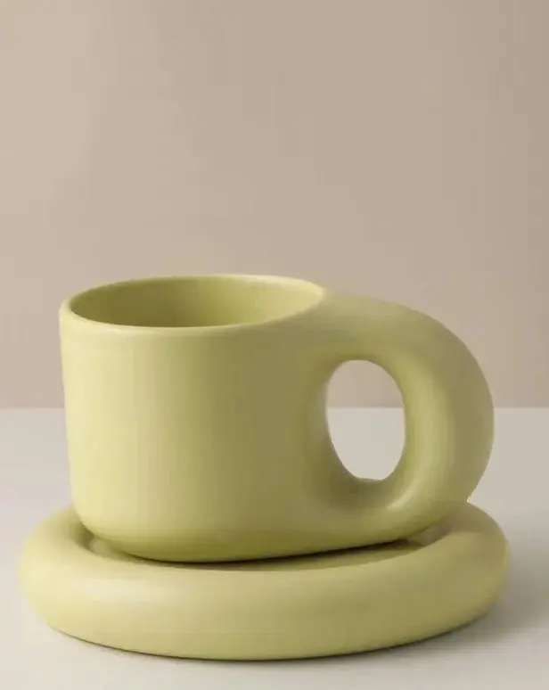 Handcrafted Bauhaus Ceramic Chubby Mugs