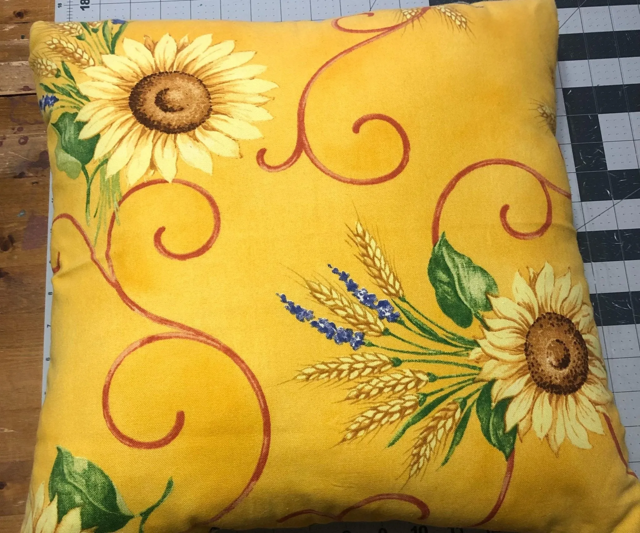 Handmade Fall Sunflower Throw Pillow 15x15