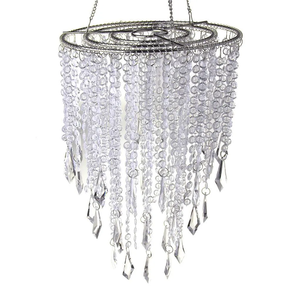 Hanging Beaded Chandelier with Icicle Crystals, Clear, 10-1/2-Inch