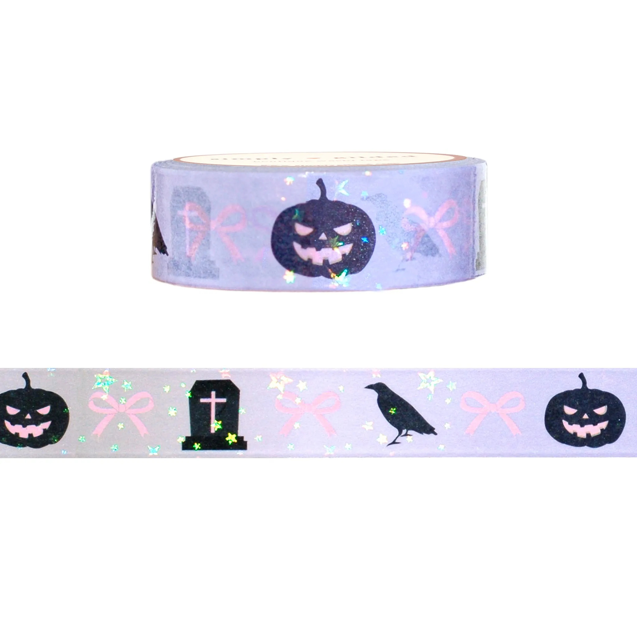 Haunted Lane Halloween Icons washi (15mm   star iridescent overlay)