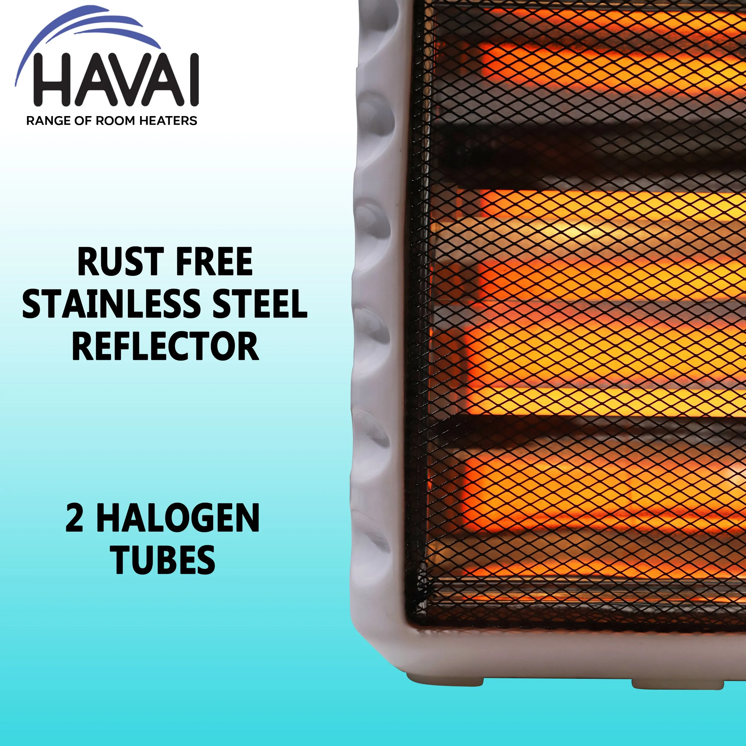 HAVAI Quartz Halogen Room Heater - 800 Watts (2 Rods, White, Blue)