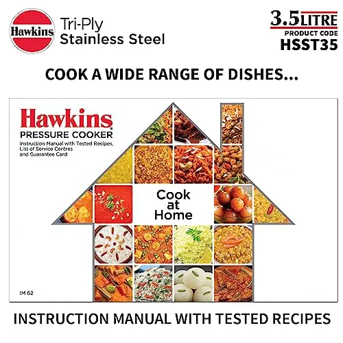 Hawkins 3.5 Litre Triply Stainless Steel Pressure Cooker, Inner Lid Cooker, Silver (HSST35)