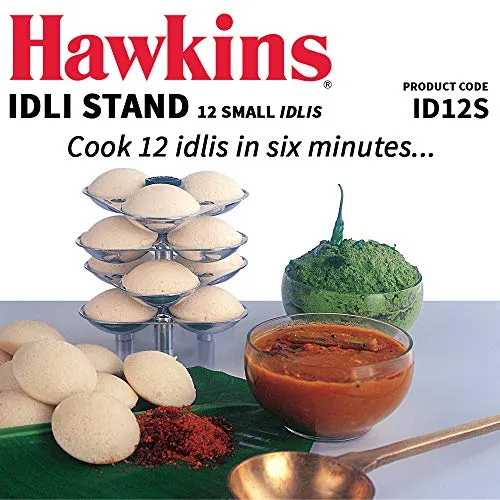 Hawkins Mini Idli Stand - 12 Mini Idlis, (For 3 Litre and bigger Pressure Cooker), Silver (ID12S),Aluminium