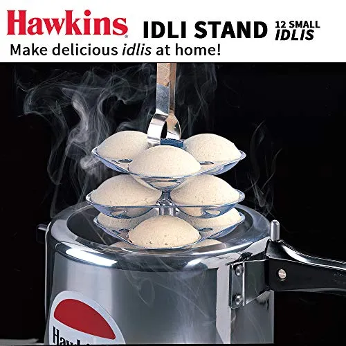 Hawkins Mini Idli Stand - 12 Mini Idlis, (For 3 Litre and bigger Pressure Cooker), Silver (ID12S),Aluminium