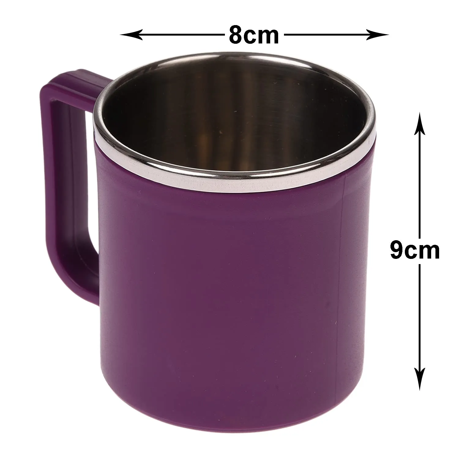 Heart Home Coffee Mug|Inside Stainless Steel Double Wall Tea Cup|Outside Plastic Stylish Milk Mug for Kids & Adults|Pack of 4 (Purple)