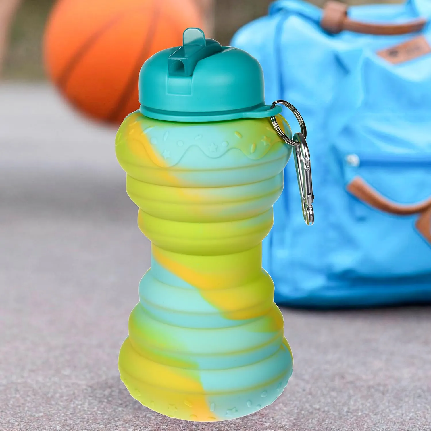 Heart Home Water Bottle | Silicone School Water Bottle | Expandable Water Bottle | Flip Cap Water Bottle | Gym Water Bottle | Sports Water Bottle | 600 ML | Pack of 2 | Green