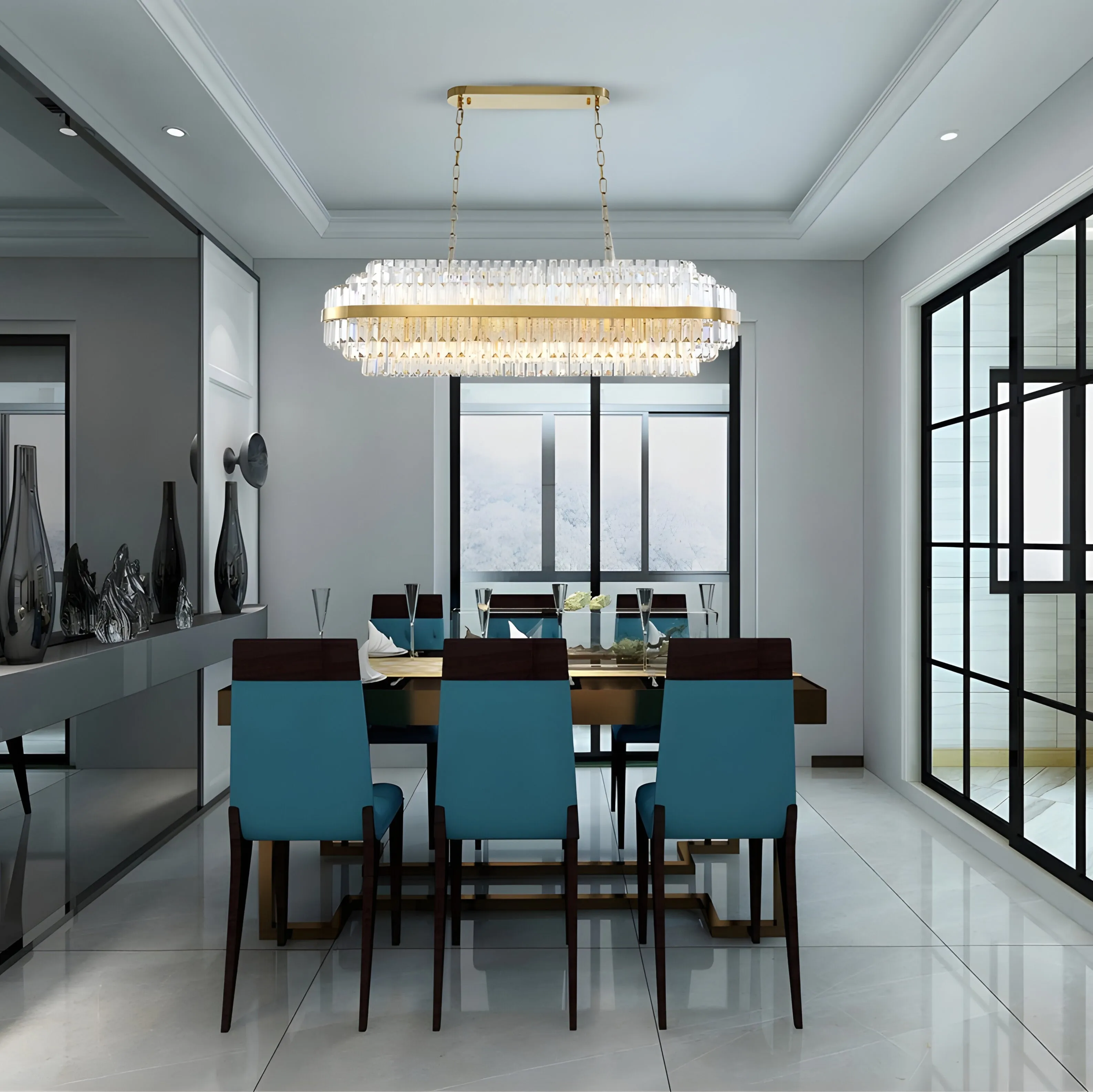 Hoei | Modern Large Lux Crystal Gold Chandelier