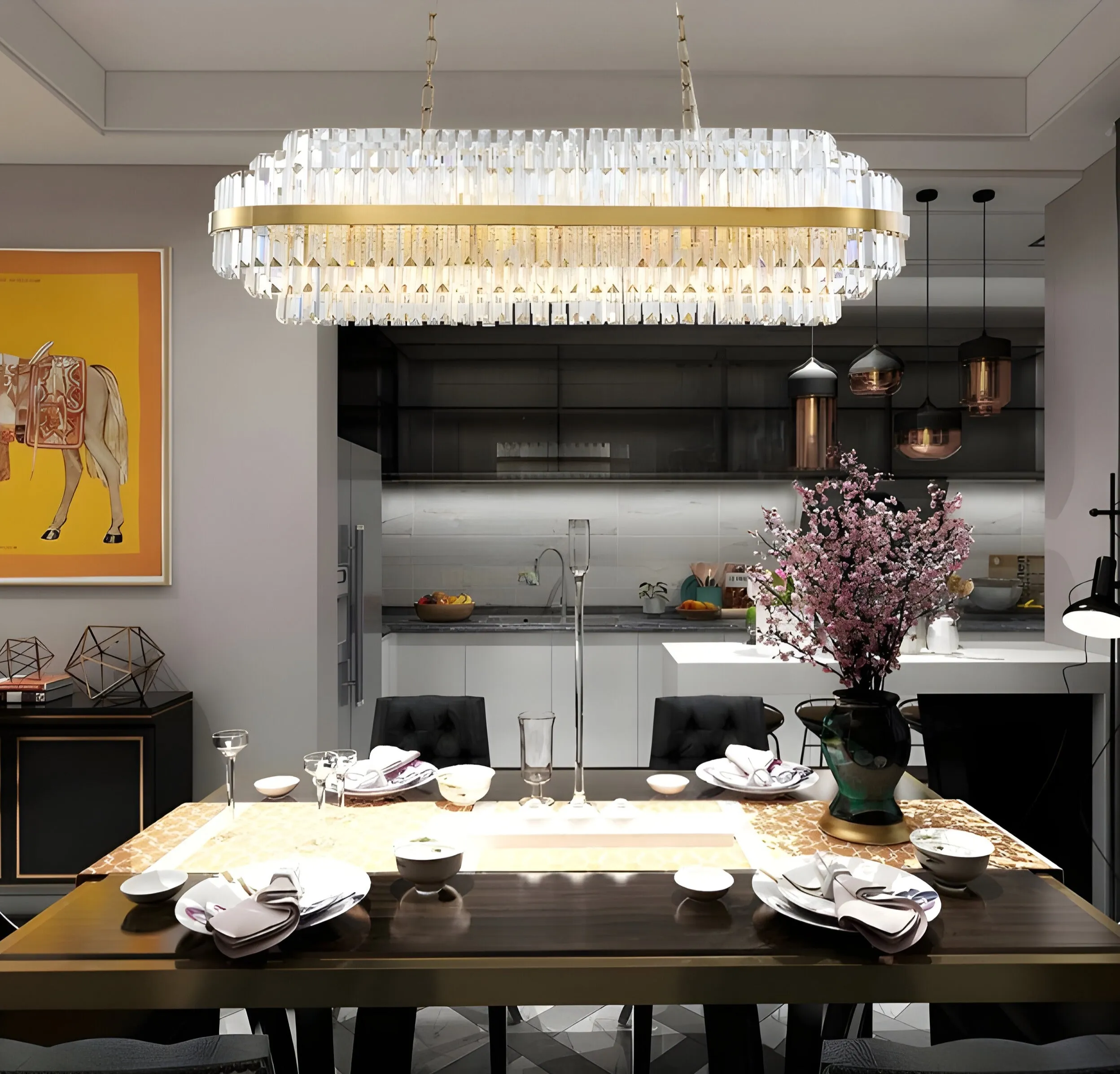 Hoei | Modern Large Lux Crystal Gold Chandelier