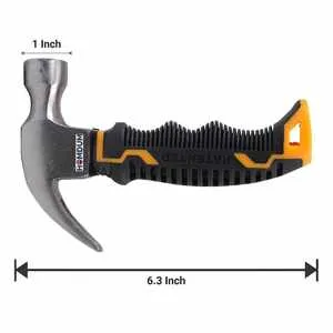 Homdum Stubby Claw Hammer Mini 8oz Small Hammer Comfortable Soft Rubberized Short Handle Grip for Car Glass Escape Safety equipment & Diy nailing tool.