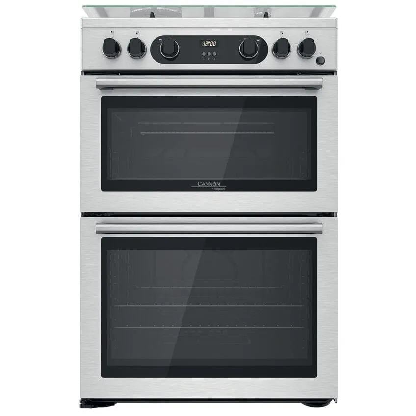 Hotpoint Cannon CD67G0CCX 60cm Double Oven Gas Cooker Twin Cavity Oven Hob Stainless Steel Inox